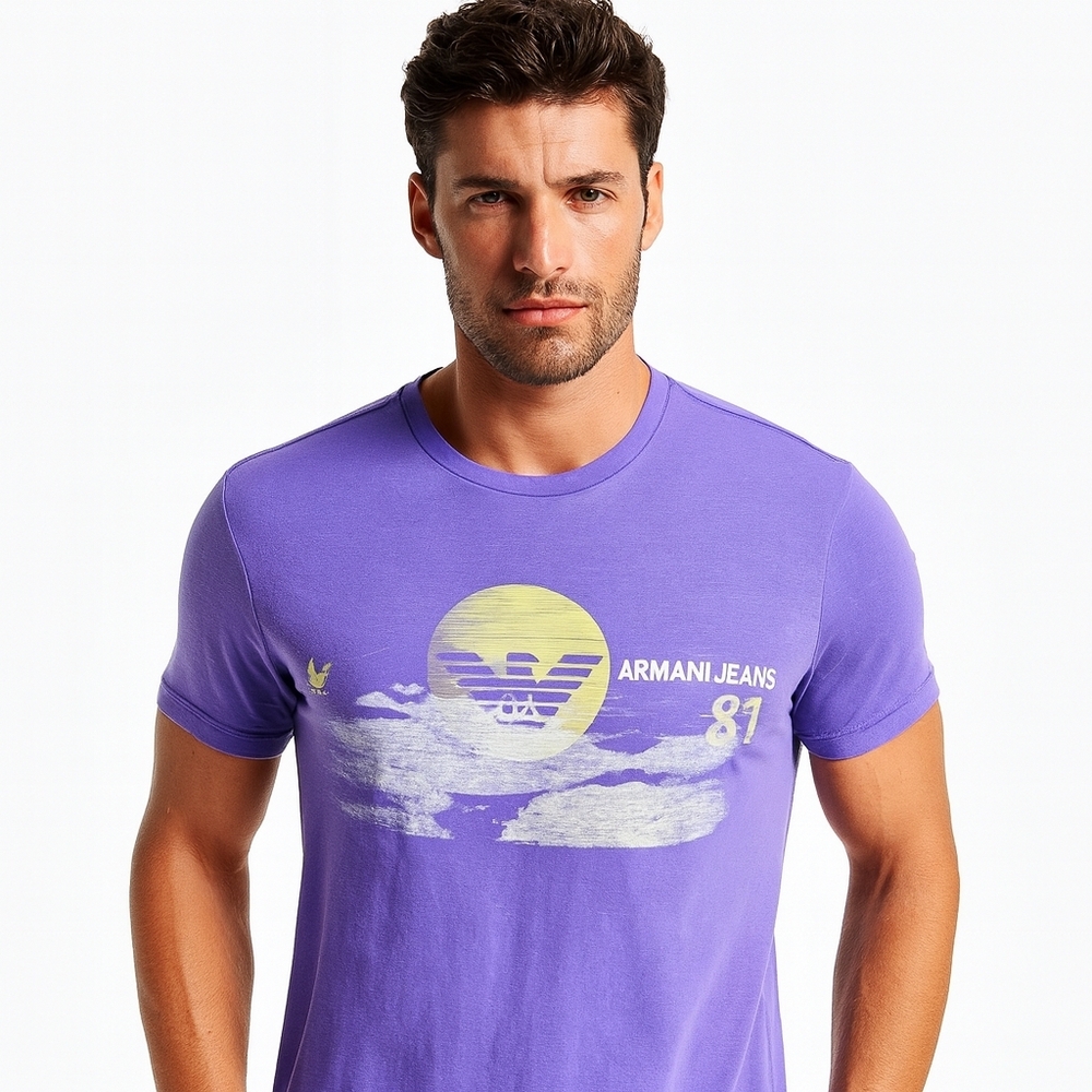 NWT Y2K Armani Jeans Purple Graphic Tee | Retro Logo | S